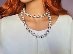Vintage Art Deco Chinese Hand-Painted Floral Porcelain Necklace, 1930s, 41"
