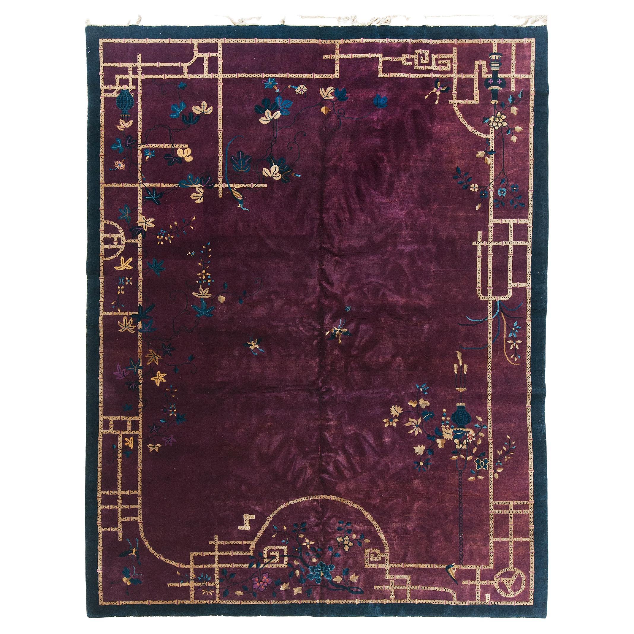 Vintage Art Deco Chinese Rug im Angebot