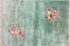 Vintage Art Deco Chinese Rug, Green, c-1920, #17392