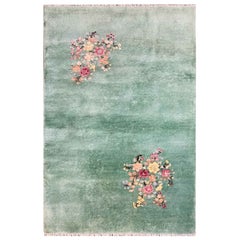 Vintage Art Deco Chinese Rug, Green, c-1920, #17392