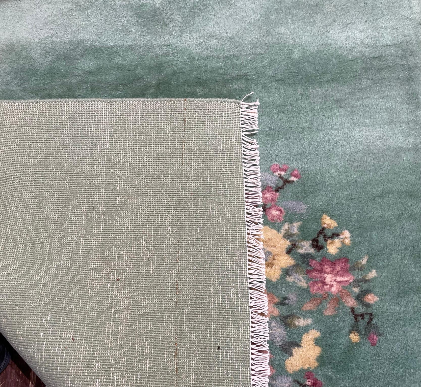 Vintage Art Deco Chinese Rug, Green For Sale 2