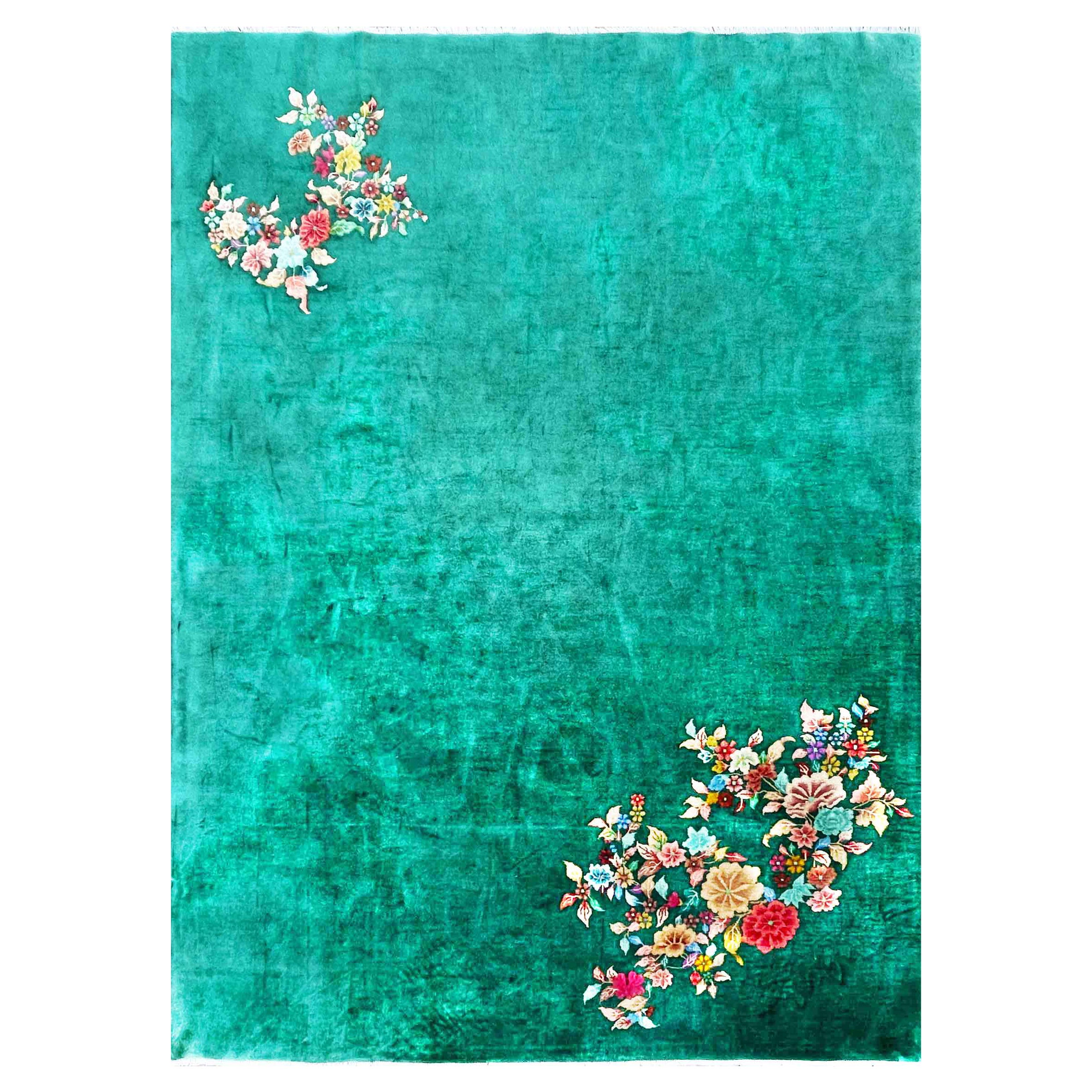 Chinesischer Hochzeitsteppich im Art-Déco-Stil: Ein Wandteppich aus Eleganz und Tradition" im Angebot