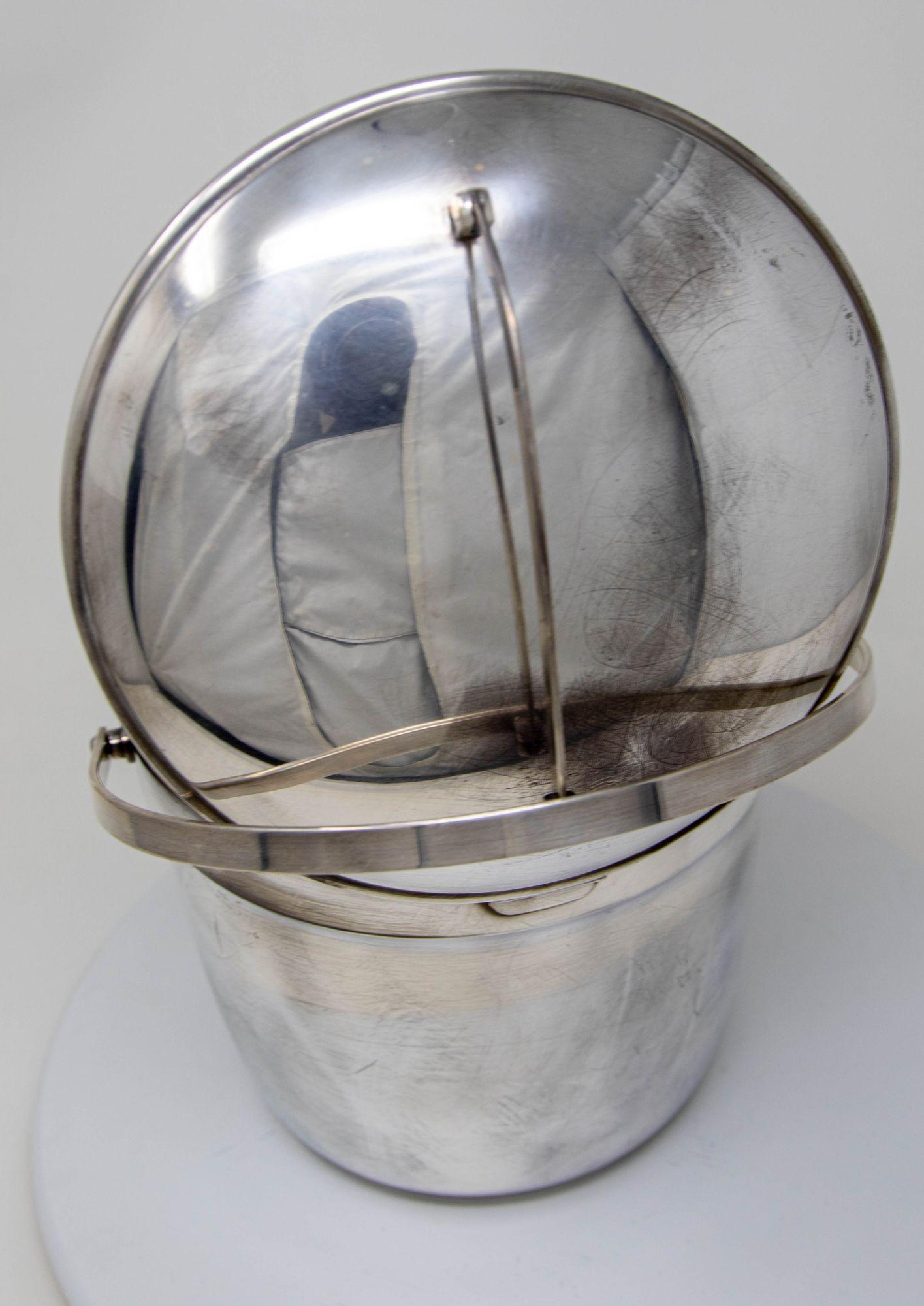 Vintage Art Deco Chrome Mid-Century Ice Bucket For Sale 6