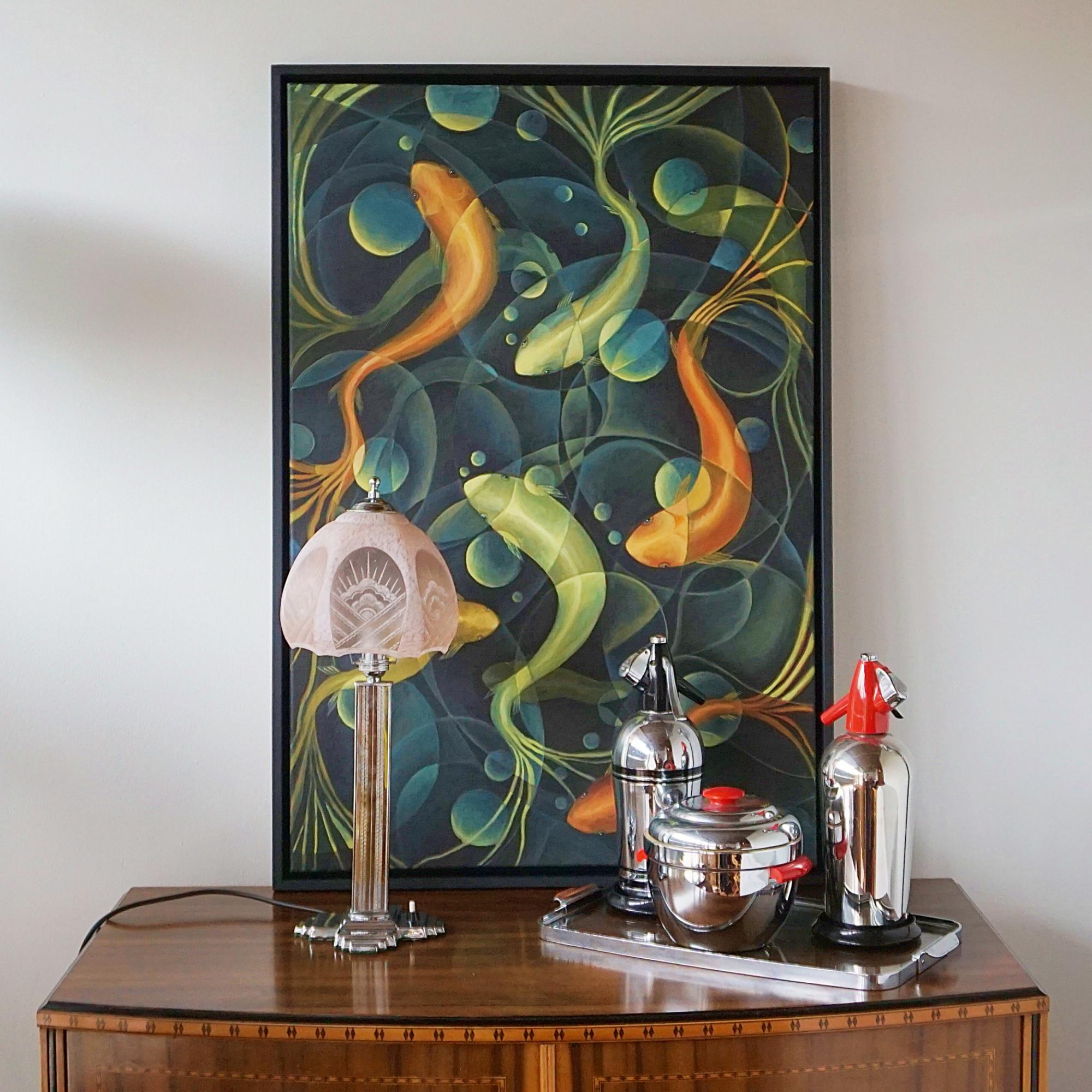 20ième siècle Lampe de bureau Art déco vintage en métal chromé et verre en vente