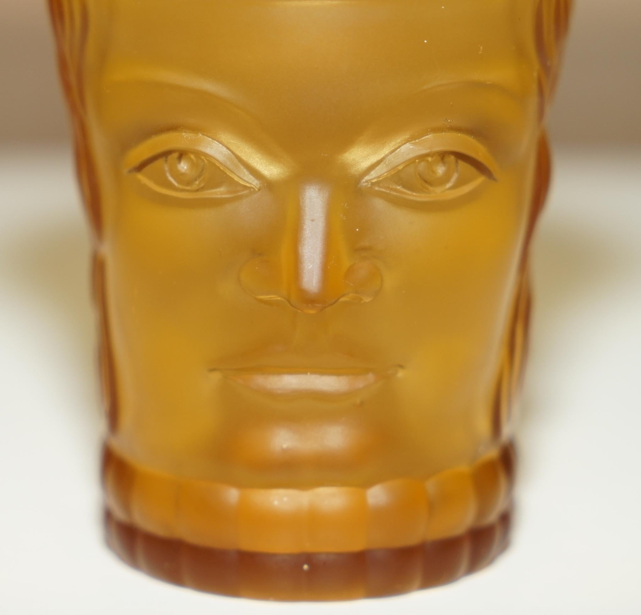 VINTAGE ART DECO CIRCA 1920'S AMBER FACE GLASS CUP SET WITH LARGE PiTCHER JUG For Sale 5