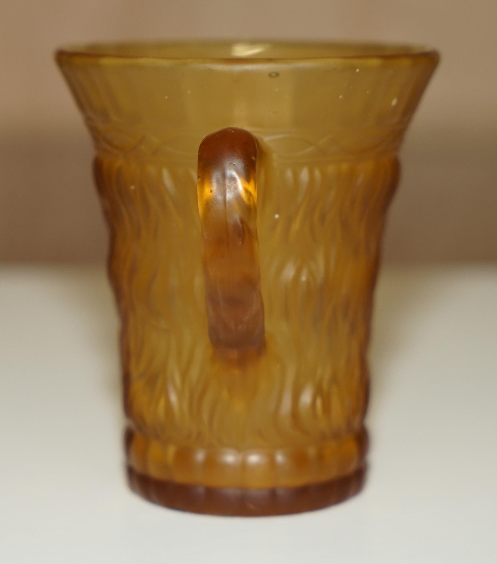 VINTAGE ART DECO CIRCA 1920'S AMBER FACE GLASS CUP SET WITH LARGE PiTCHER JUG For Sale 8
