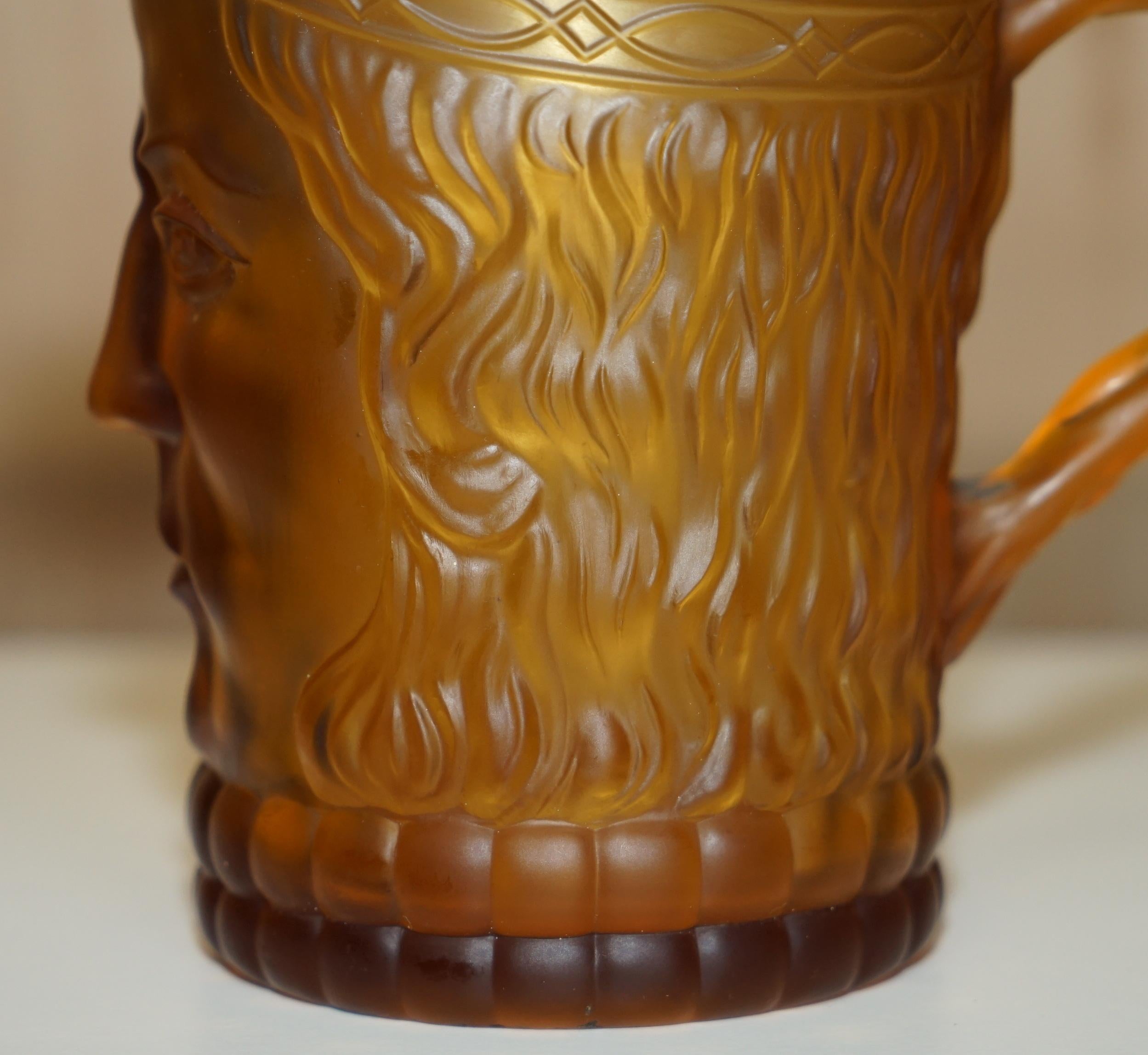 VINTAGE ART DECO CIRCA 1920's AMBER FACE GLASS CUP SUITE WITH LARGE PITCHER JUG For Sale 7