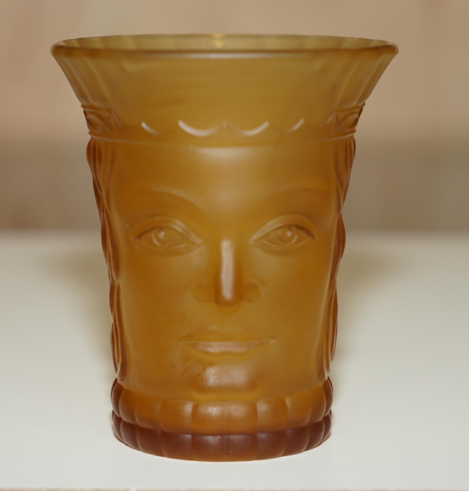 Asian VINTAGE ART DECO CIRCA 1920's AMBER FACE GLASS CUP SUITE WITH LARGE PITCHER JUG For Sale