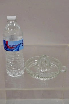 Vintage Art Deco Clear Glass Ribbed Hand Juicer Citrus Orange Handle & Lip
