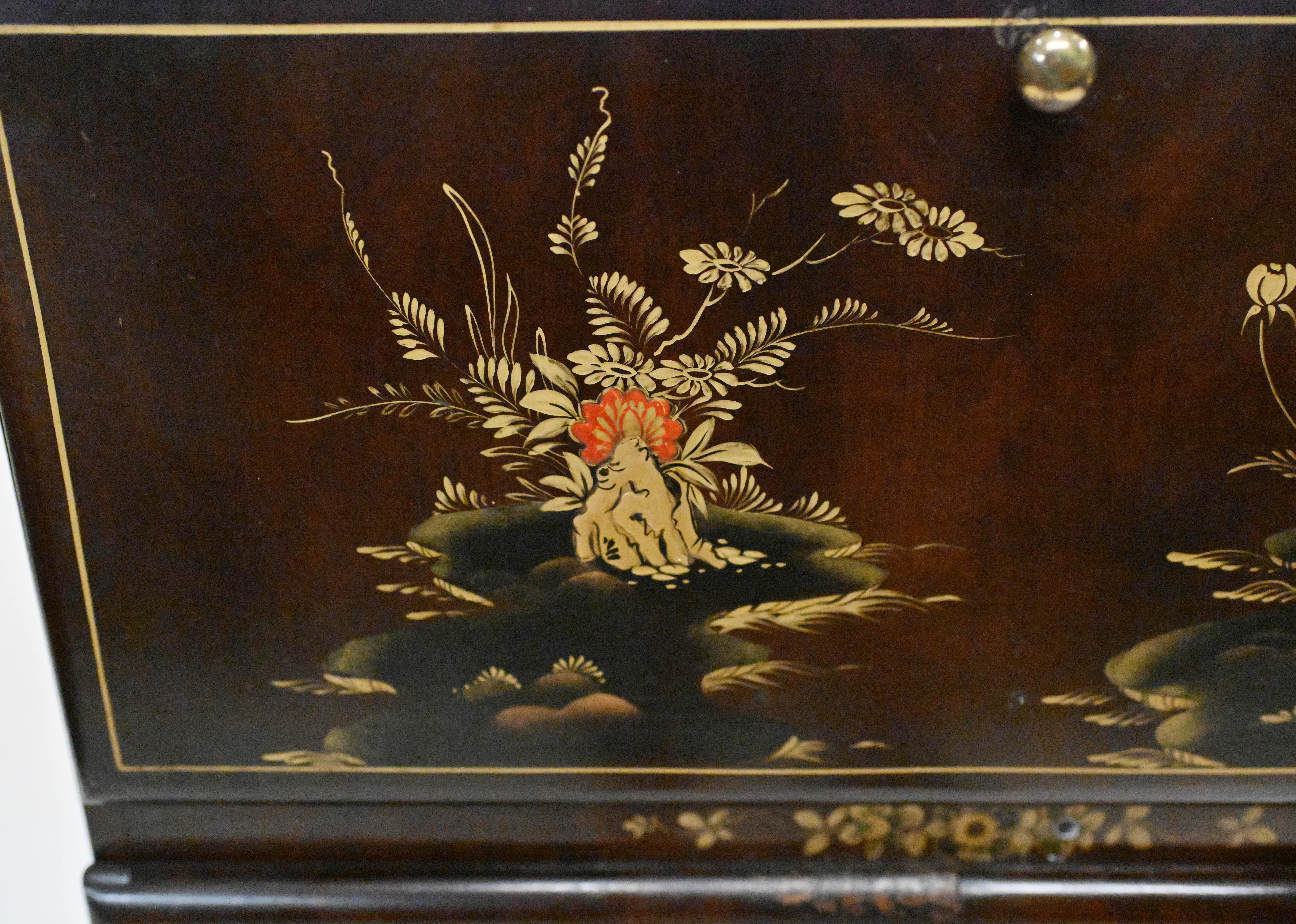 Mid-20th Century Vintage Art Deco Cocktail Cabinet Drinks Chest Chinoiserie 1920s For Sale