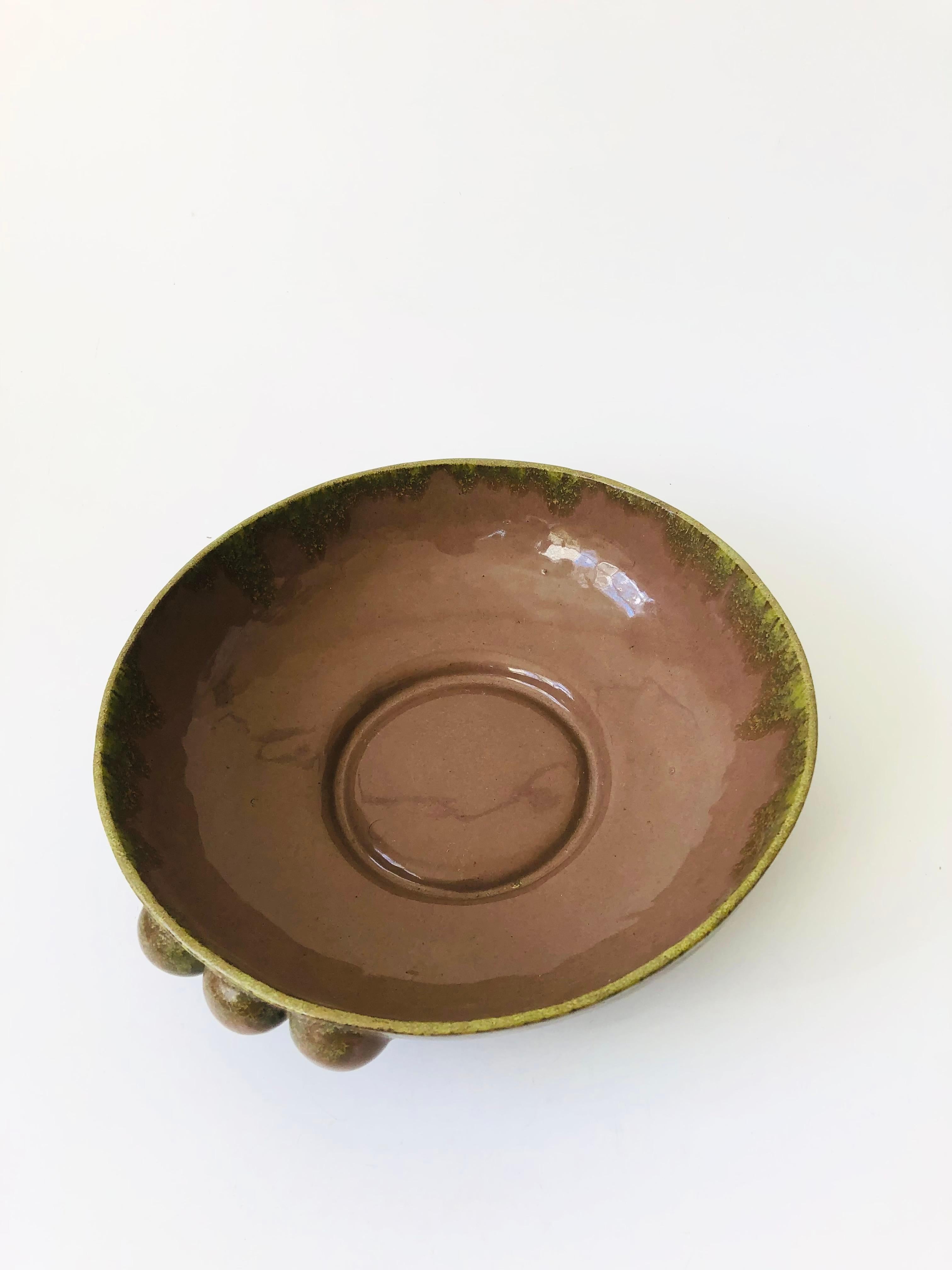 Vintage Art Deco Cole Merris Studio Pottery Bowl In Good Condition In Vallejo, CA