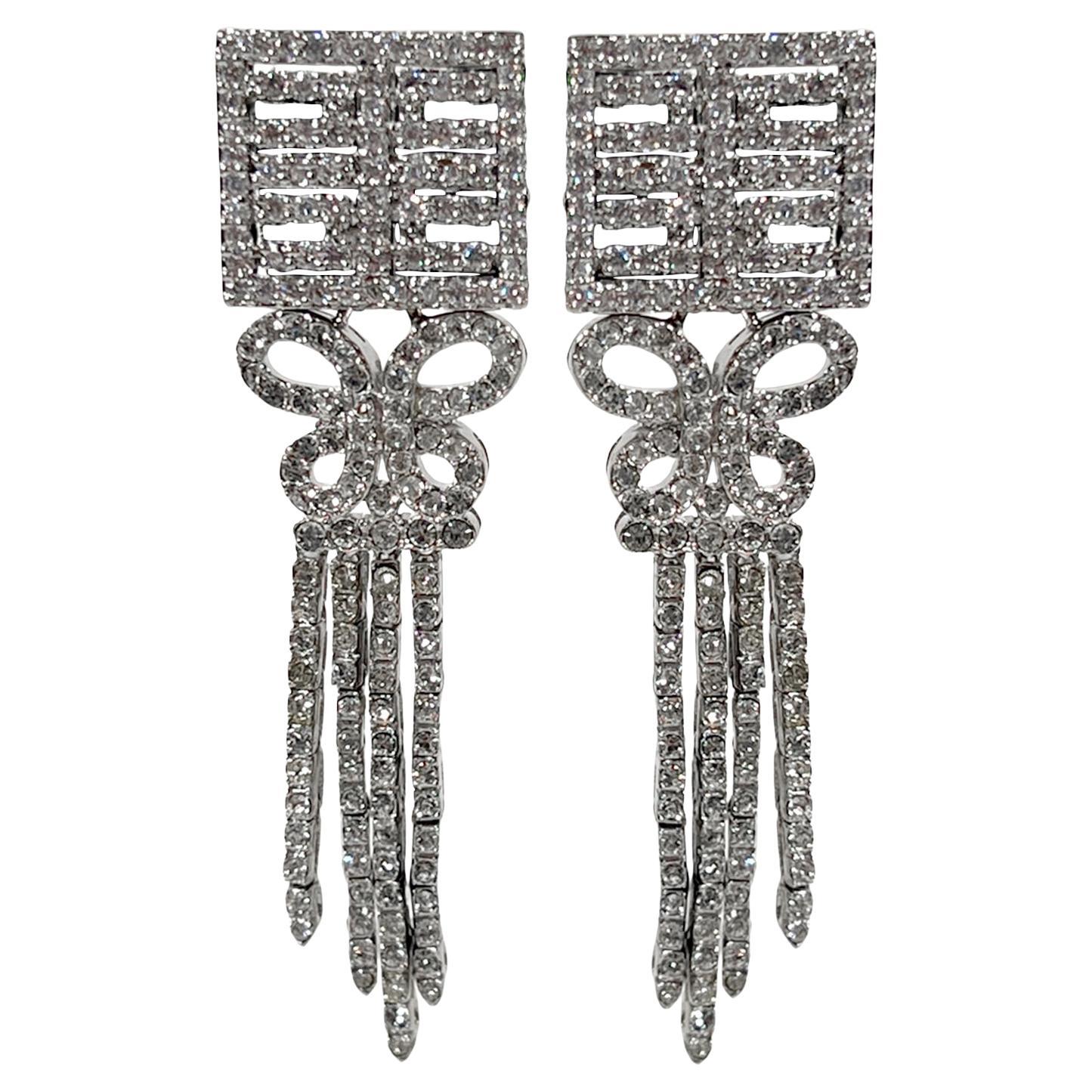 Vintage Art Deco Costume Jewelry Diamanté  Sterling Earrings by Clive Kandel