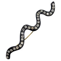 Vintage Art Deco Crystal Snake Brooch 1930s