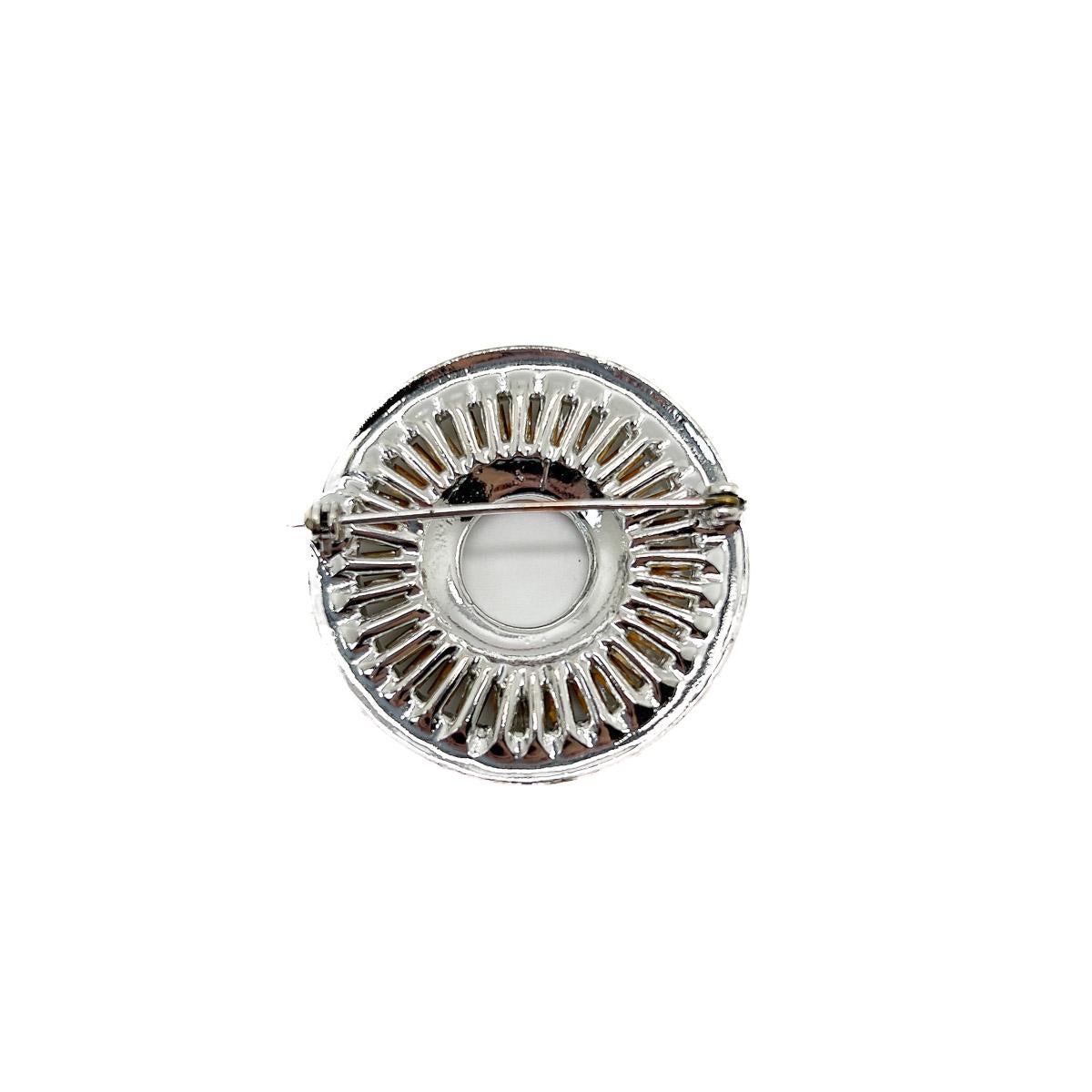 Women's or Men's Vintage Art Deco Crystal Target Brooch 1930s For Sale