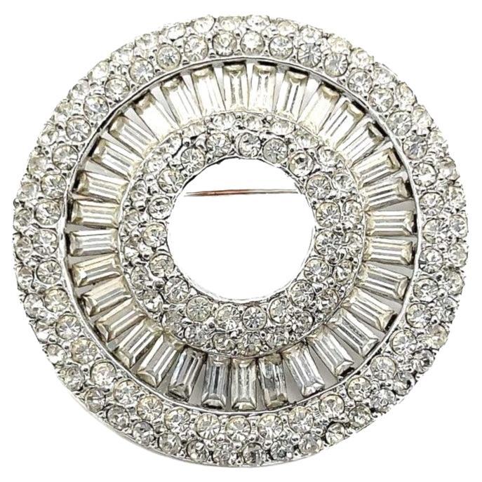 Vintage Art Deco Crystal Target Brooch 1930s For Sale