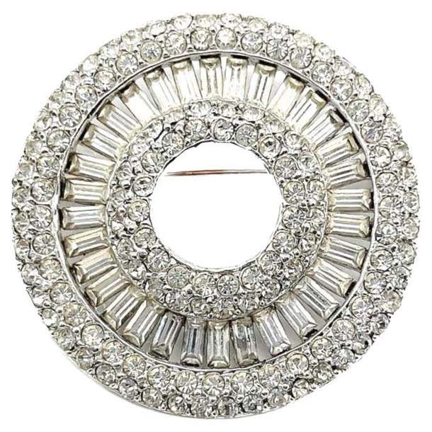 Vintage Art Deco Crystal Target Brooch 1930s at 1stDibs