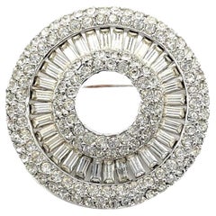 Vintage Art Deco Crystal Target Brooch 1930s