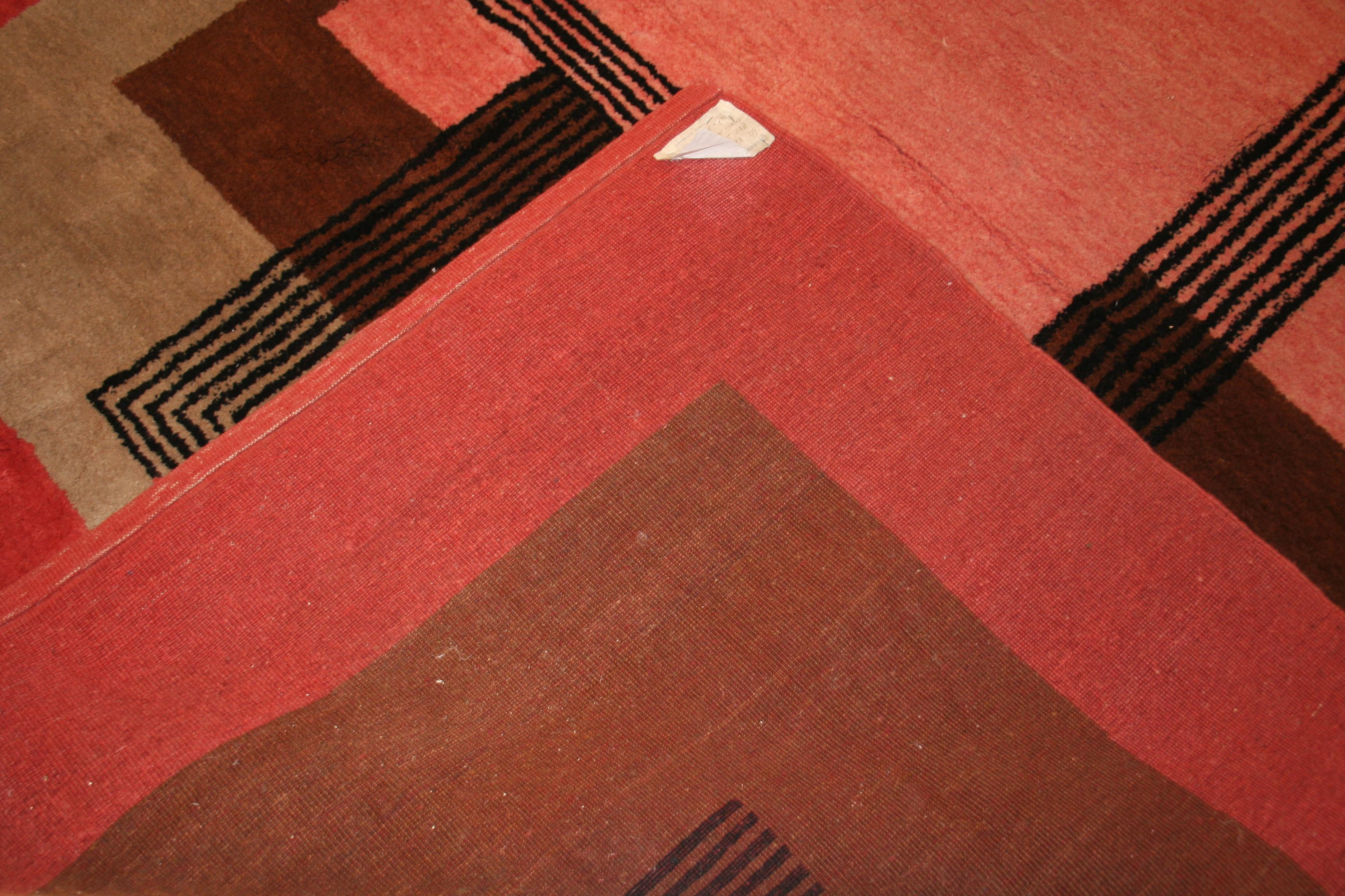 Vintage Art Deco Cubist Design Rug in the Style of Ivan da Silva Bruhns In Excellent Condition In Milan, IT