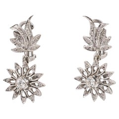 Vintage Art Deco maßgefertigte Palladium-Diamant-Tropfen-Ohrringe