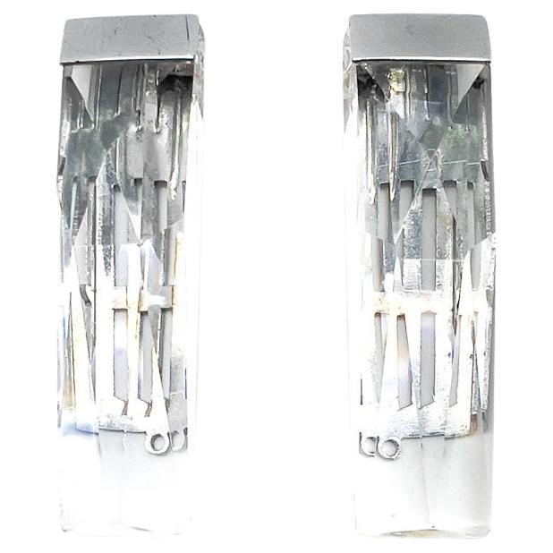 Vintage Art Deco Cut Crystal Dress Clip Pair 1930s For Sale