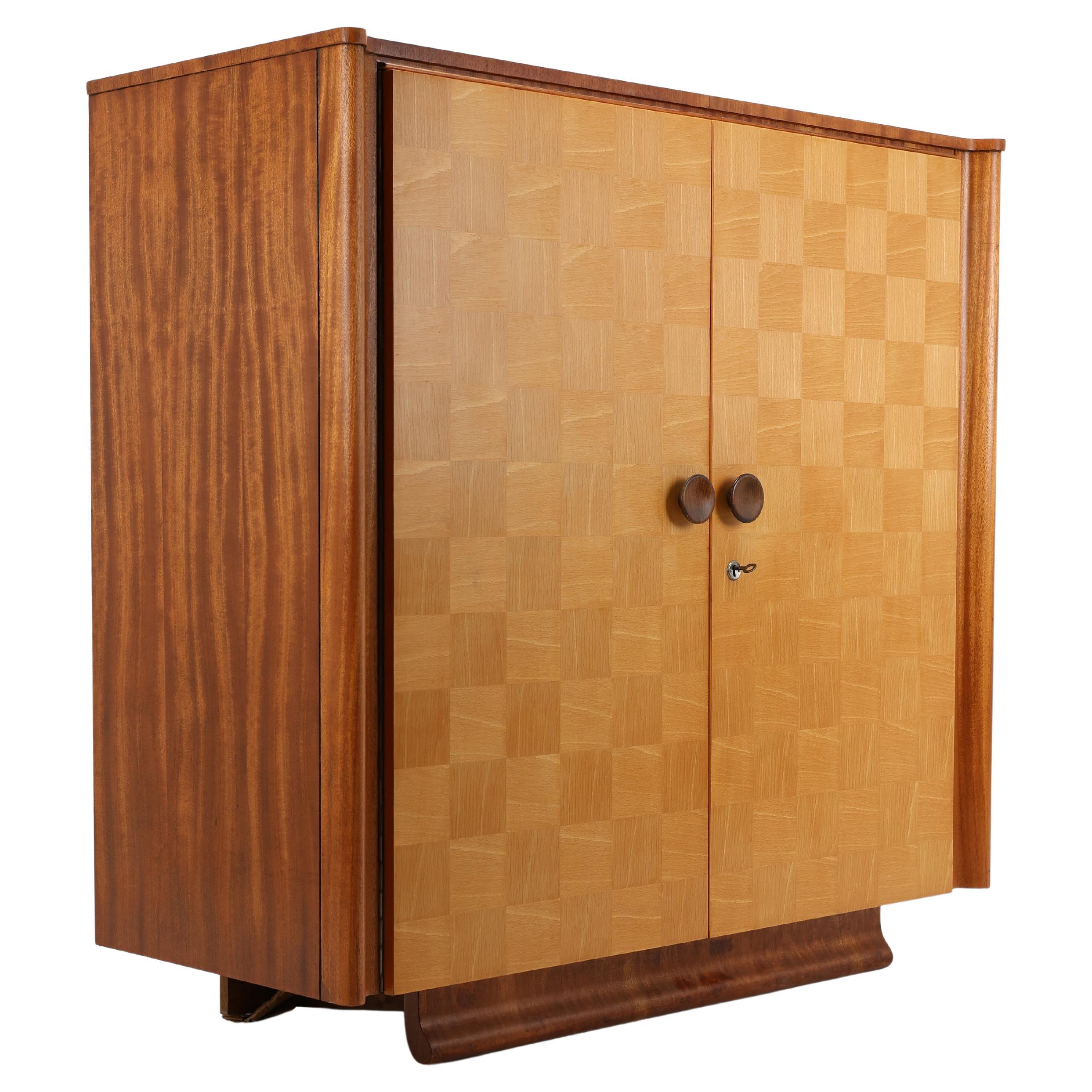 Oiled Vintage Art Deco Czech Sideboard in the Style of Jindřich Halabala For Sale