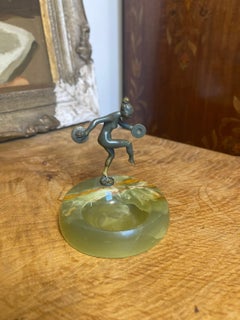 Vintage Art Deco Dancing Disc Bowl Lady Woman Mid Century Modern Sculpture Art