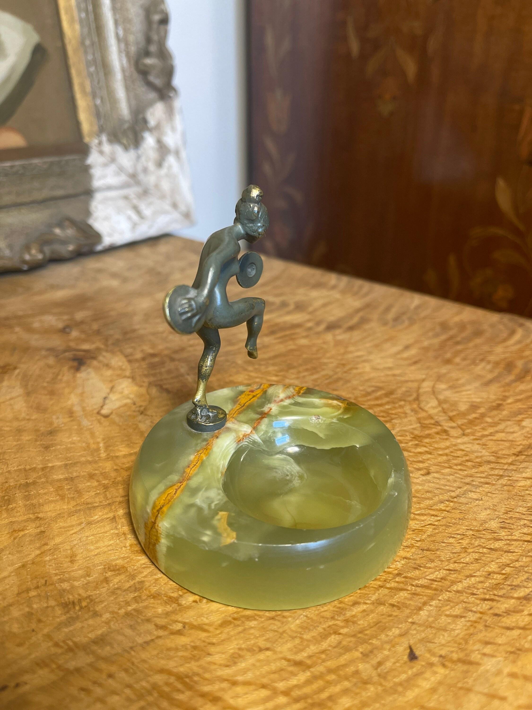 Vintage Art Deco tanzende Scheibenschale Damen Frau Mid-Century Modern Skulptur Kunst (Art déco) im Angebot