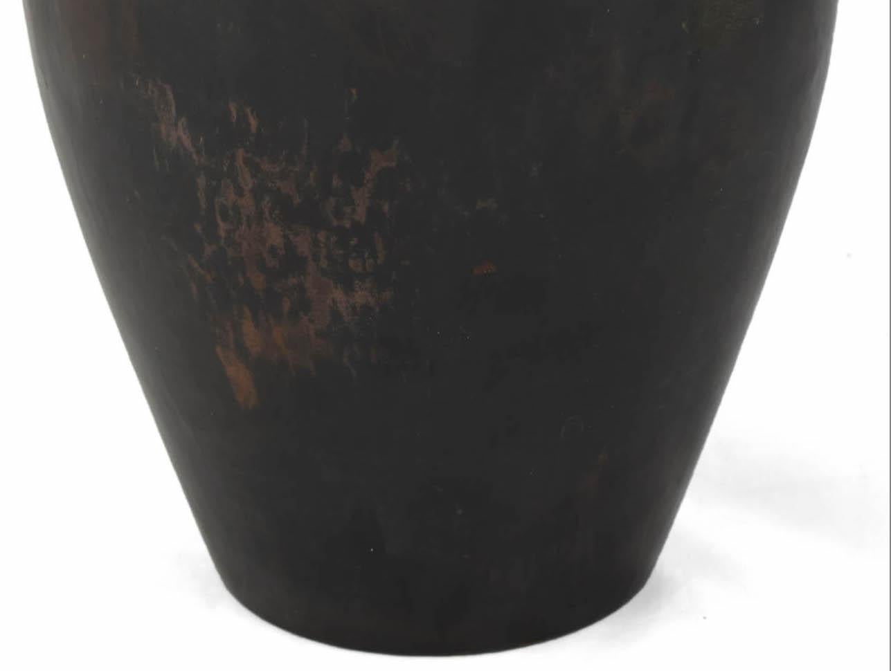 Vintage Art Deco Dark Copper Vase by Hayno Focken, Germany, 1930s In Good Condition For Sale In Roma, IT