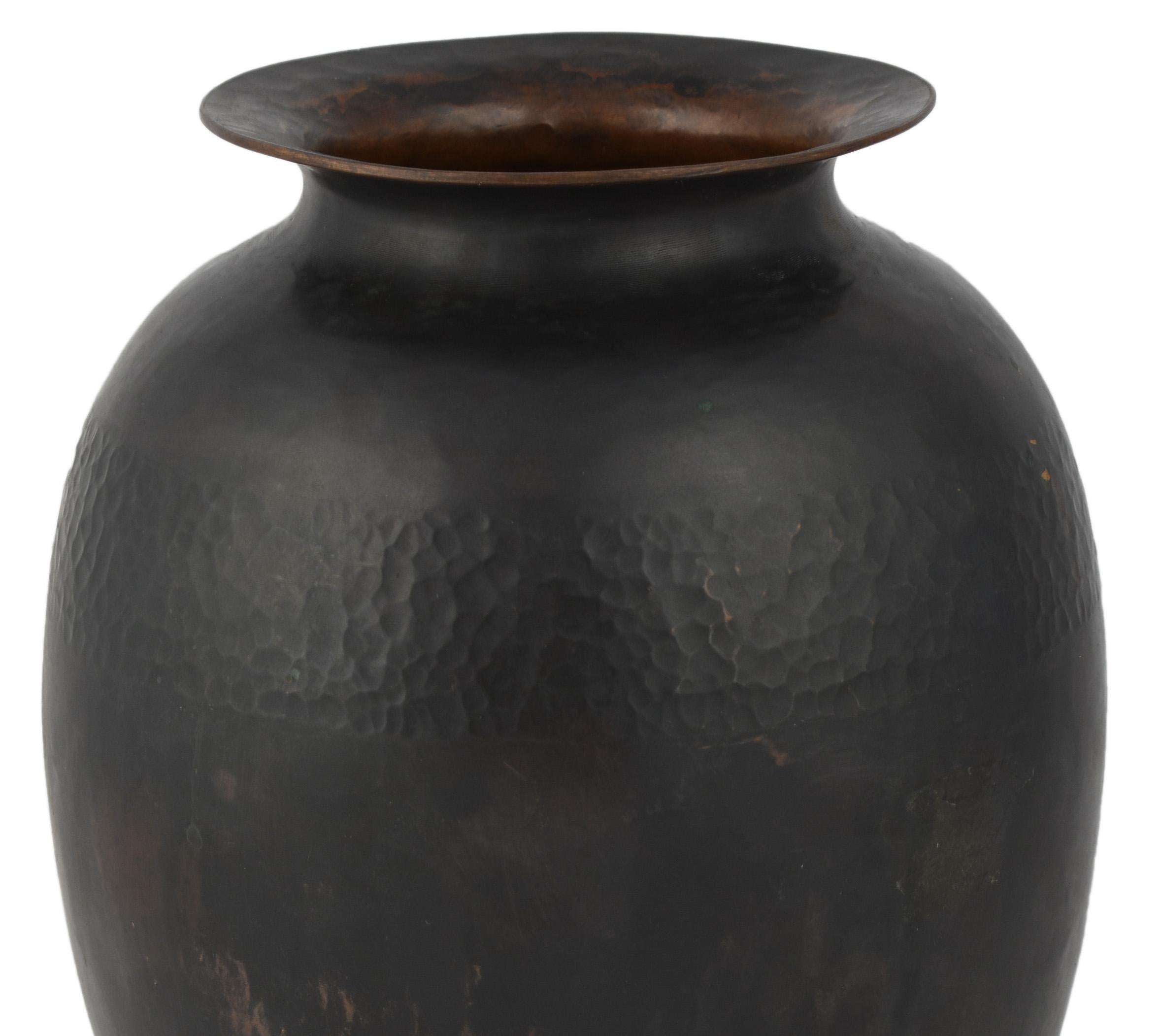 Mid-20th Century Vintage Art Deco Dark Copper Vase by Hayno Focken, Germany, 1930s For Sale