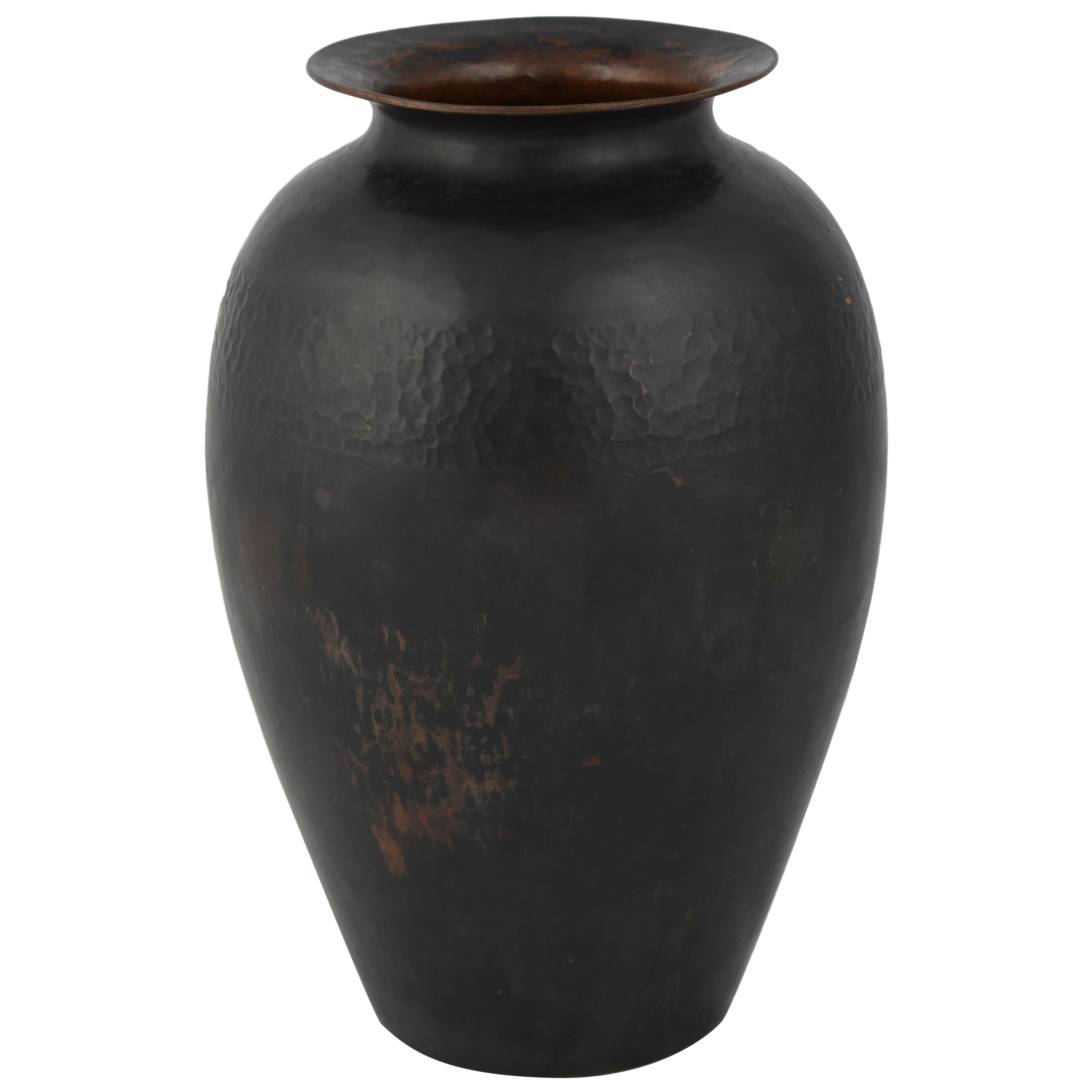 Vintage Art Deco Vase aus dunklem Kupfer von Hayno Focken:: Deutschland:: 1930er Jahre