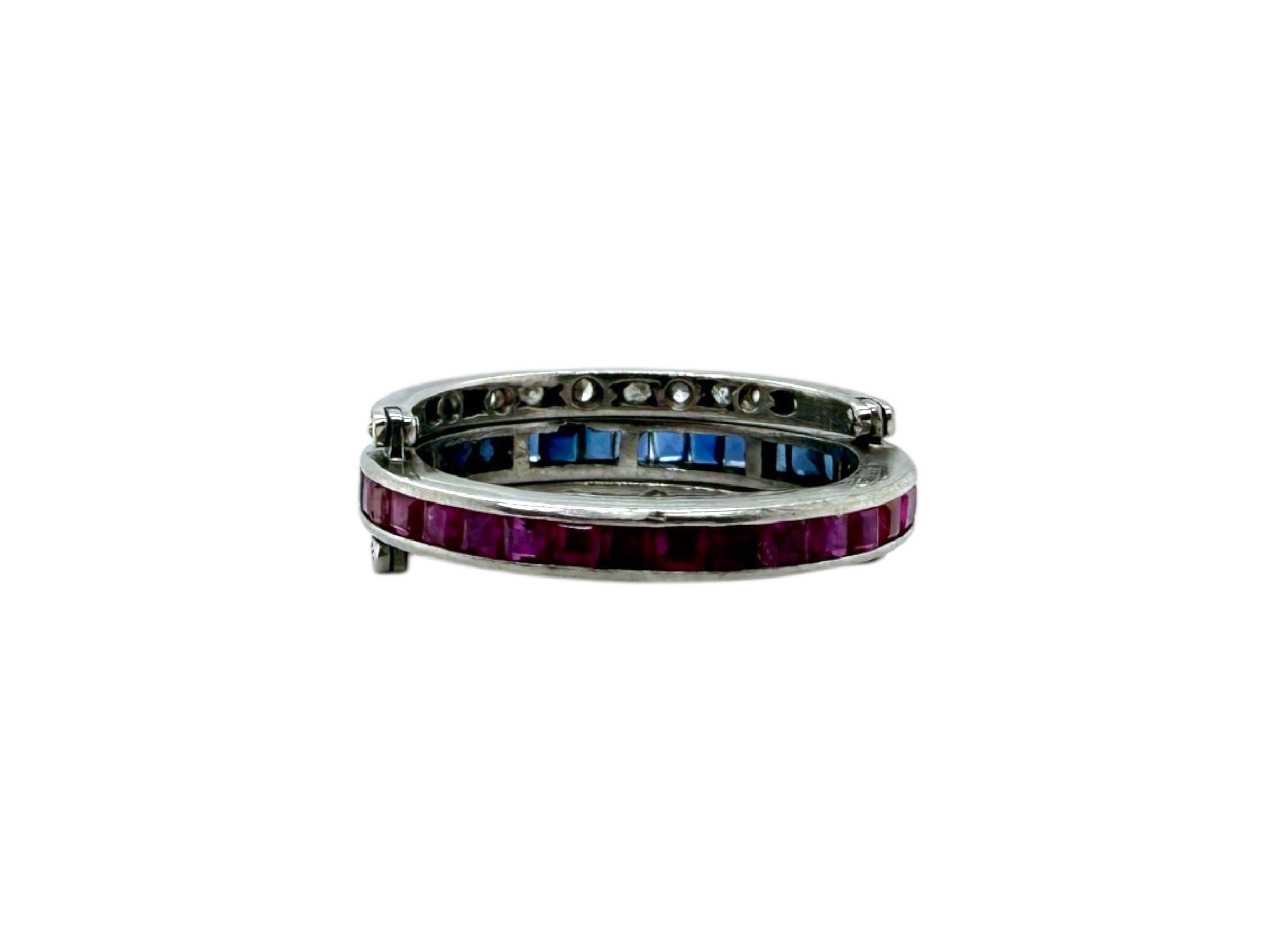 Vintage Art Deco Day & Night  Platinum Eternity Band Sapphire / Ruby For Sale 4