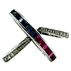 Antique Art Deco Day & Night  Platinum Eternity Band Sapphire / Ruby