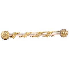 Used Art Deco Decorative Sash Bar Pin Brooch in Gold