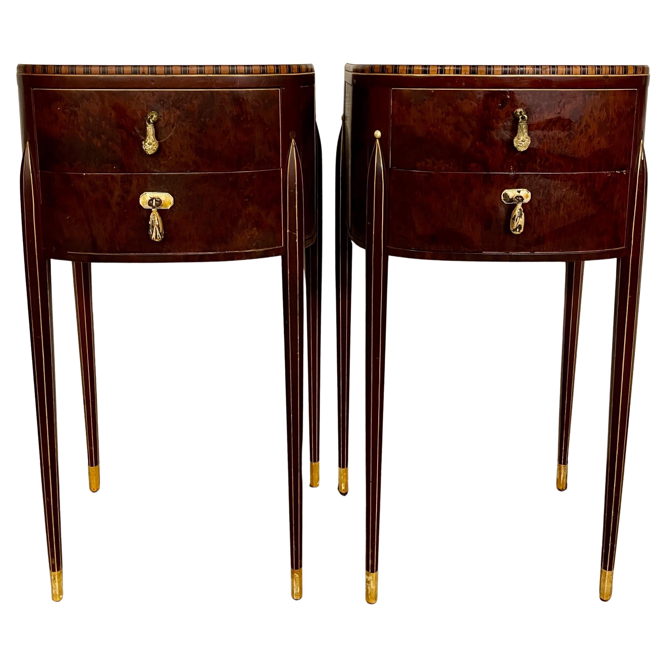 Vintage Art Deco Demilune Side Tables Company of Master Craftsmen W. & J. Sloane For Sale