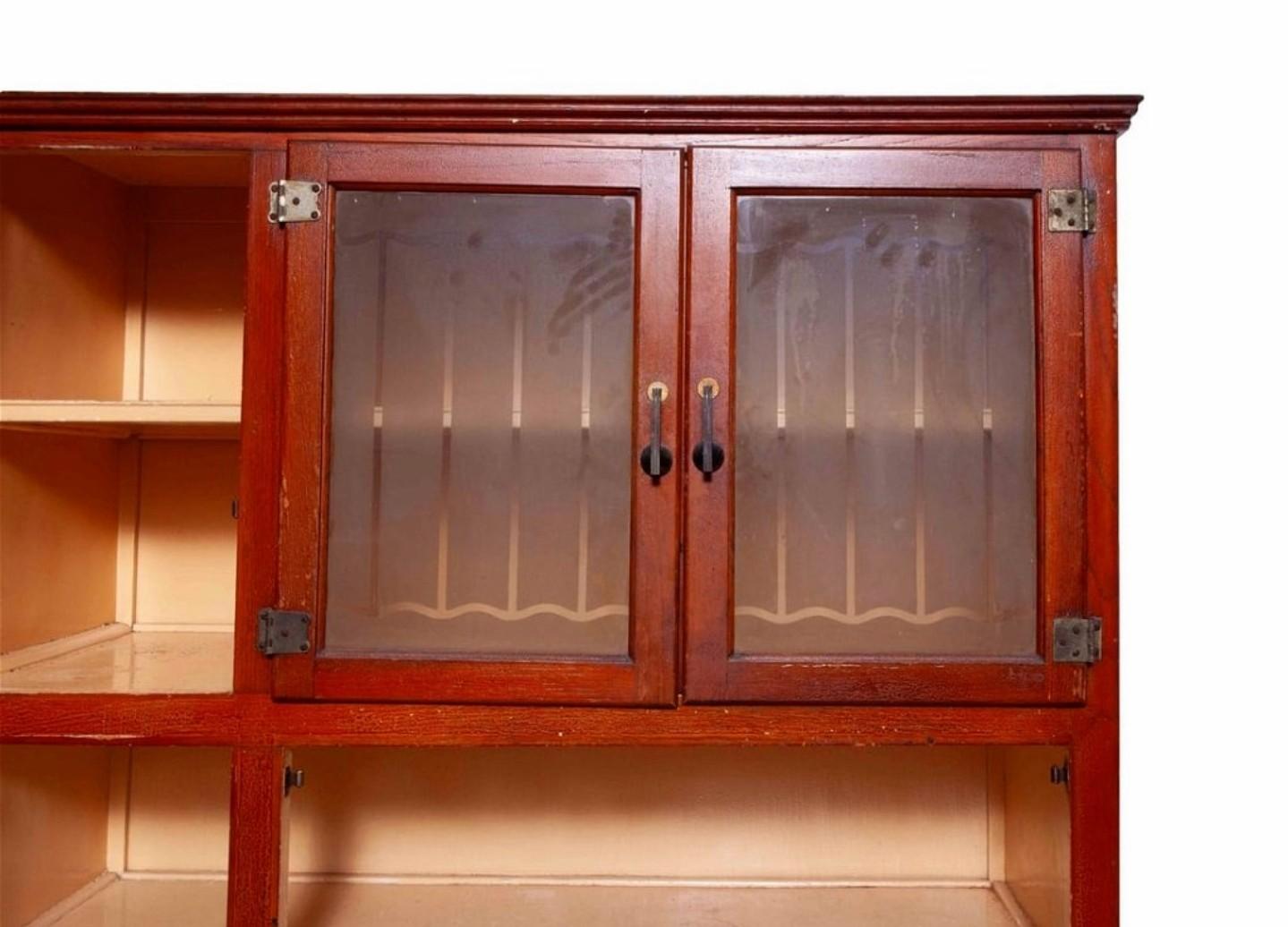 20th Century Vintage Art Deco Depression Era Wood Maid Saver Kitchen Cupboard Pantry Cabinet