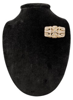 Art Deco 1920s Style Diamond Gold Costume Jewelry Brooch
