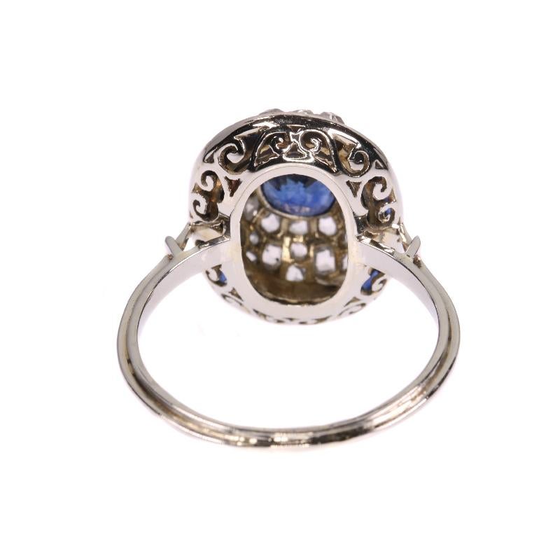 Vintage Art Deco Diamond and Natural Sapphire ‘1.10 Carat’ Engagement Ring For Sale 5