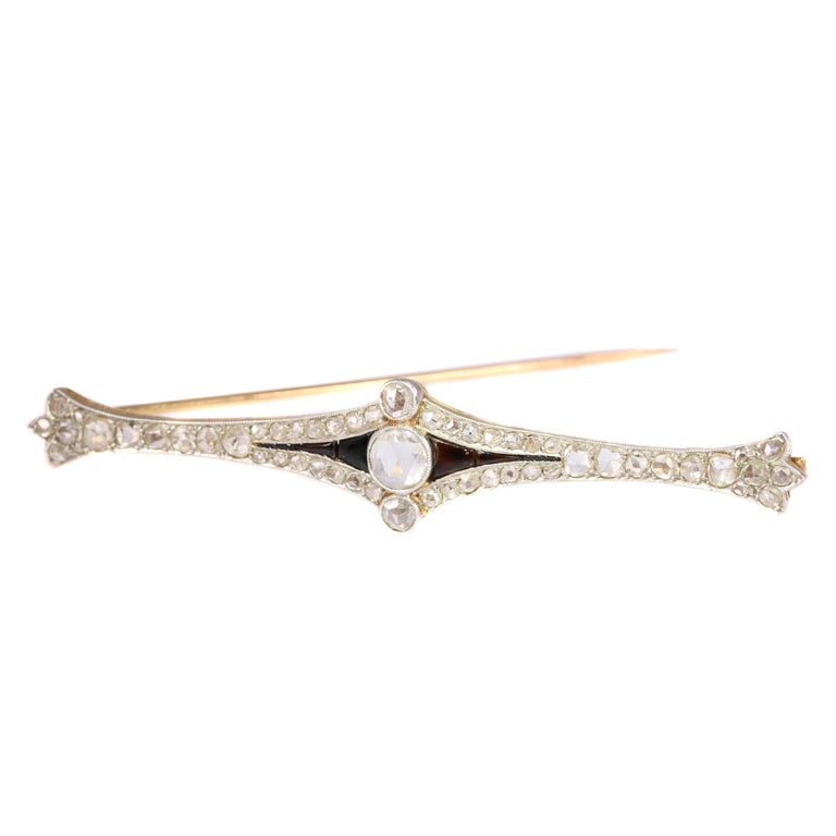 Vintage Art Deco Diamond and Onyx Bar Brooch in Original Box For Sale ...