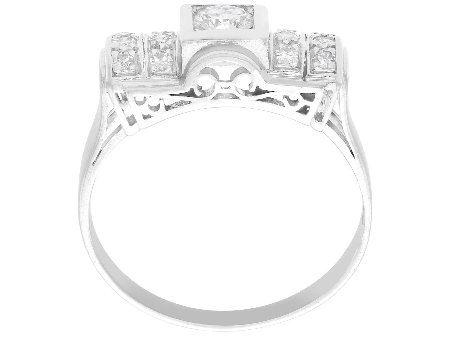 Women's or Men's Vintage 1950s Art Deco Diamond and Platinum Ring For Sale