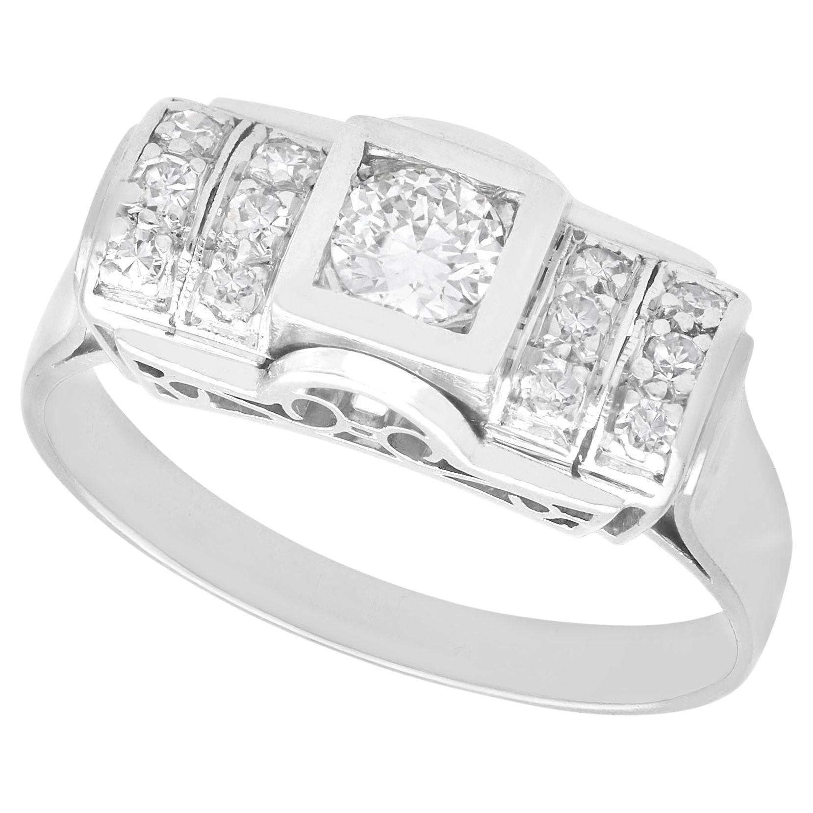 Vintage 1950s Art Deco Diamond and Platinum Ring For Sale