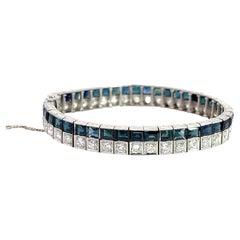 Vintage Art Deco Diamond and Sapphire Line Bracelet