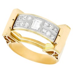 Vintage Art Deco Diamond and Yellow Gold Cocktail Ring