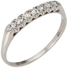 Vintage Art Deco Diamond Band Platinum Wedding Ring Antique Jewelry