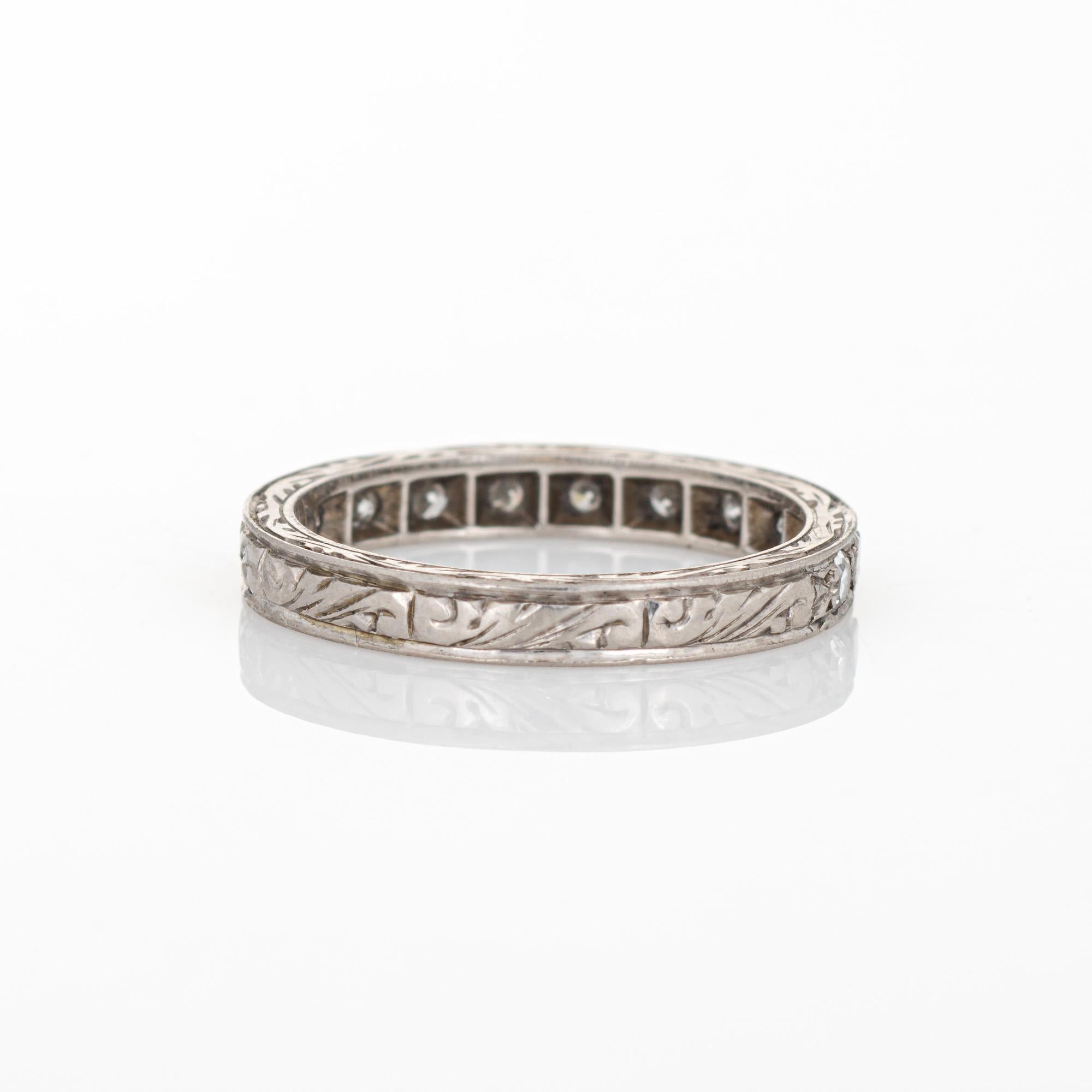 Women's Vintage Art Deco Diamond Band 14k White Gold Wedding Ring Estate Jewelry