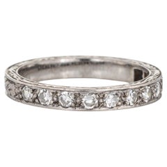 Antique Art Deco Diamond Band 14k White Gold Wedding Ring Estate Jewelry