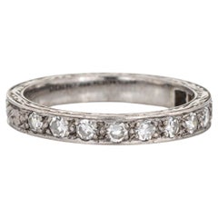 Vintage Art Deco Diamond Band 14k White Gold Wedding Ring Estate Jewelry