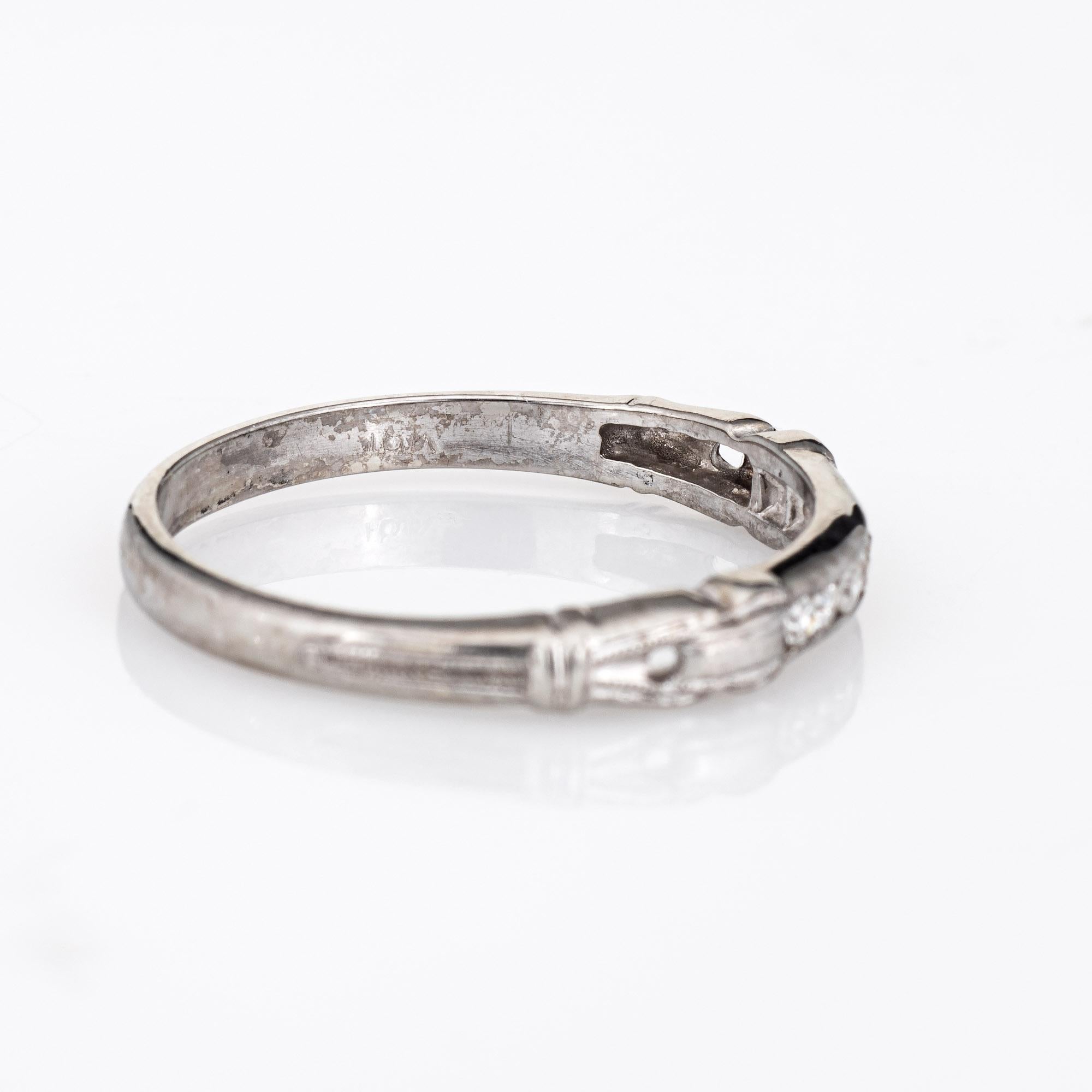 Vintage Art Deco Diamond Band 18k White Gold Wedding Ring Estate Jewelry For Sale 1