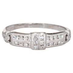 Vintage Art Deco Diamond Band Platinum Wedding Ring Fine Estate Jewelry