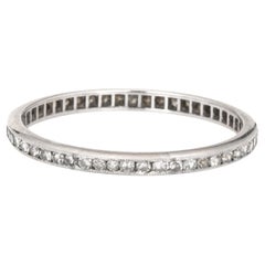 Vintage Art Deco Diamantband Gr. 8,5 Platin Ehering Eternity Fine Jewelry, Vintage