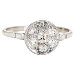 Vintage Art Deco Diamond Cluster Ring 14k White Gold Engagement Jewelry Sz 7